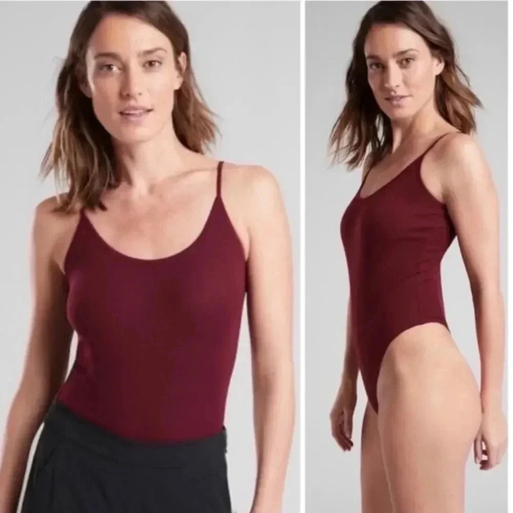 Athleta burgundy‎ essence bodysuit
